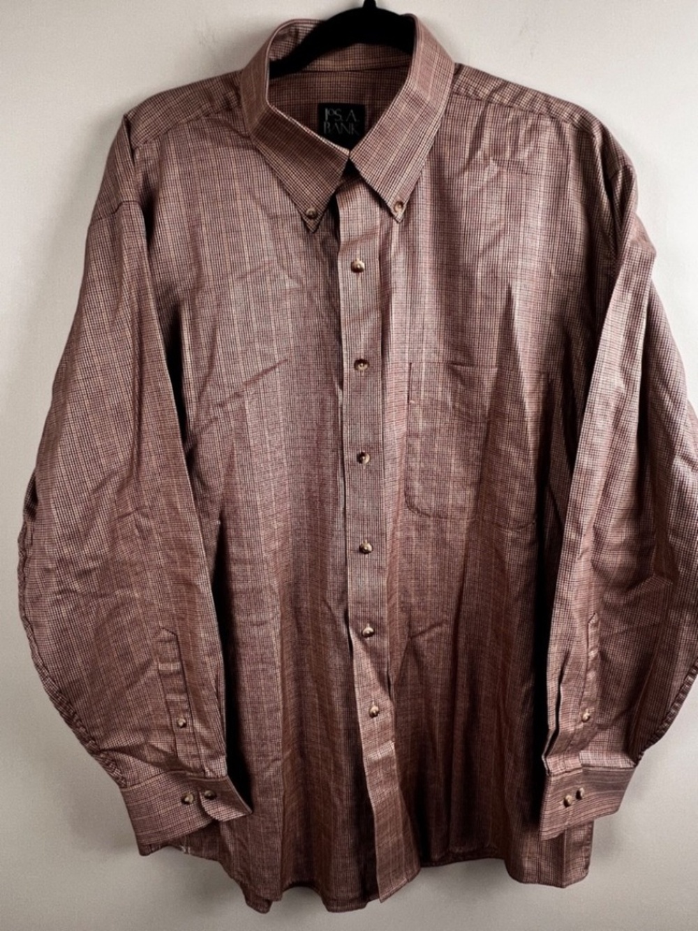 Jos. A Bank Brown Orange Red Men’s Large Button Down Polo Long Sleeve